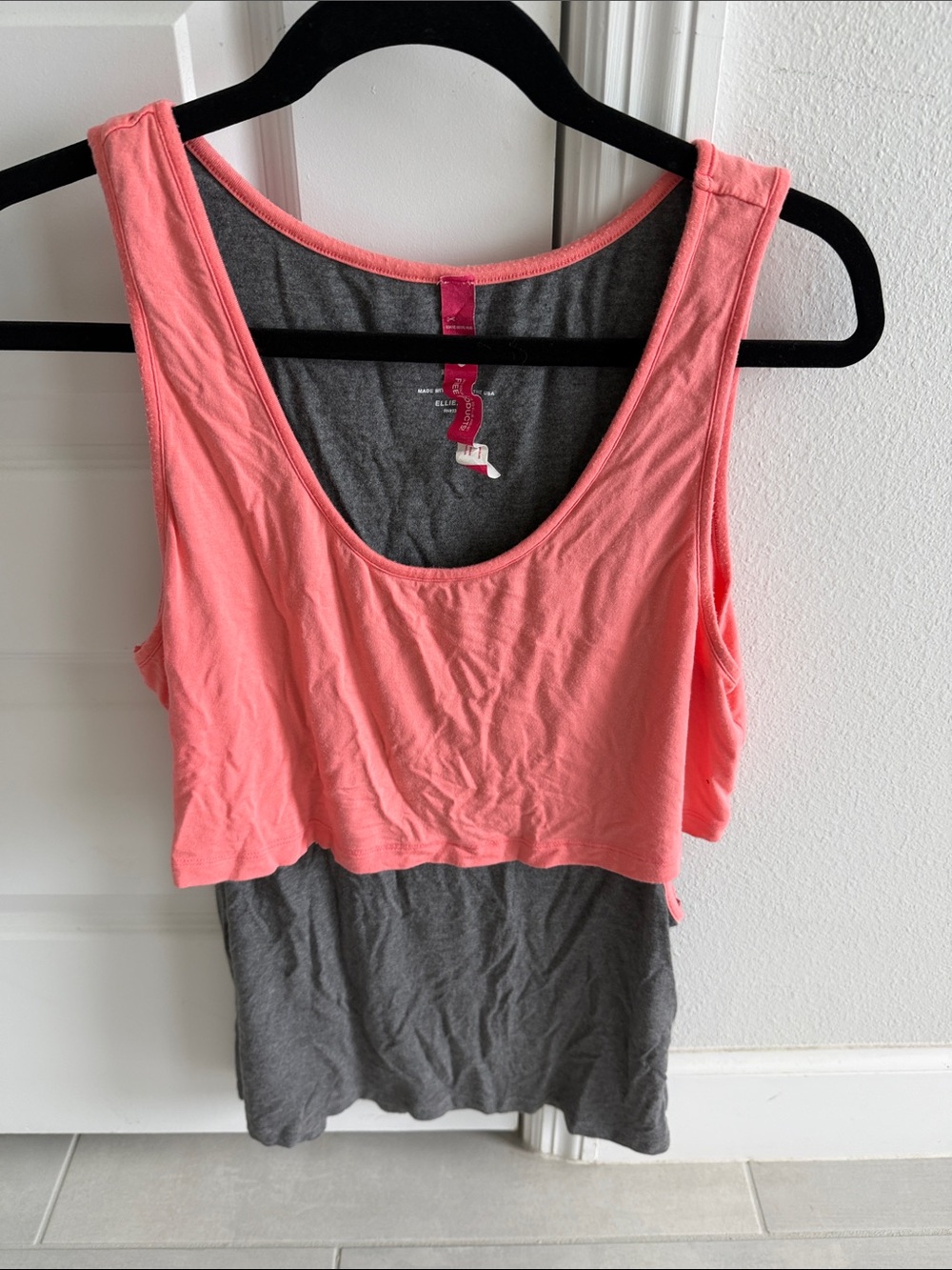 Ellie workout Pink and Gray Layered Tank Top - Women